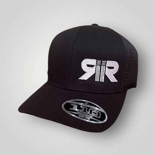 Black Trucker Hat with RR Logo on the side of hat.